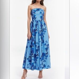 Jewel Badgley Mischka Blue Floral Maxi Dress